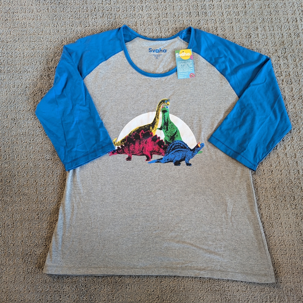 Svaha Dinosaur Graphic Shirt - Blue and Gray